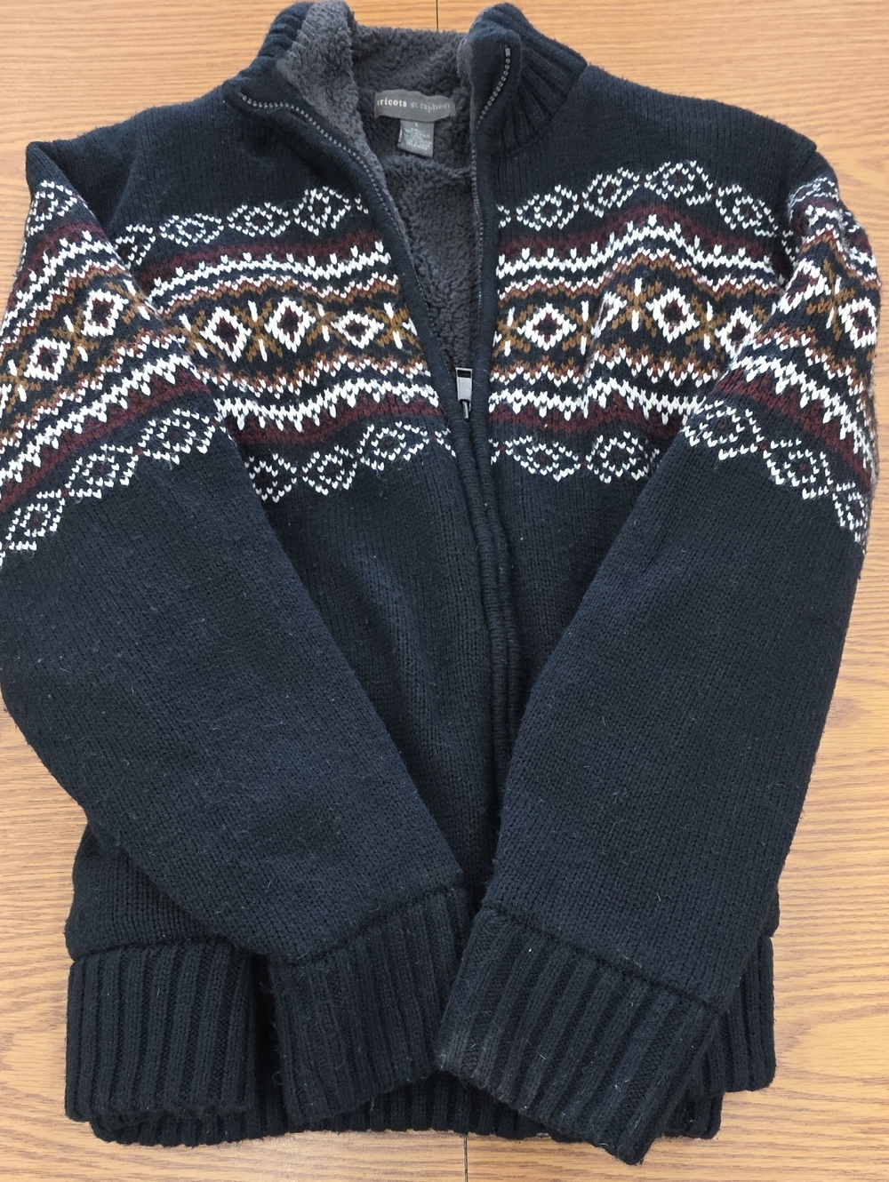 Men's Black Fair Isle Zip-Up Sweater Jacket